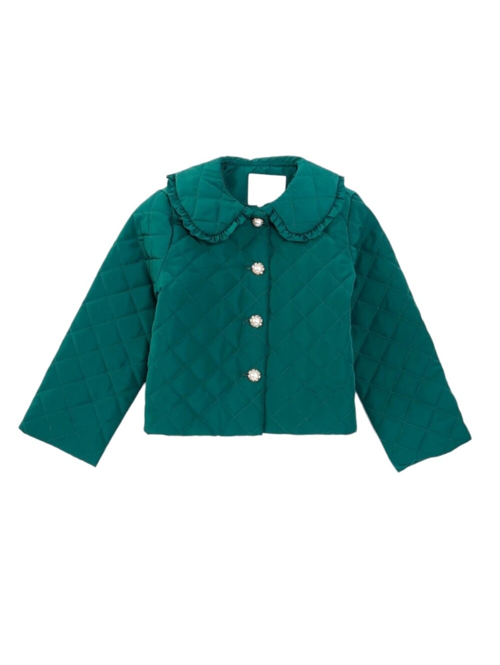 Edgehill Collection × Darby Green Quilted Puffer Jacket with Ruffle Collar NWT